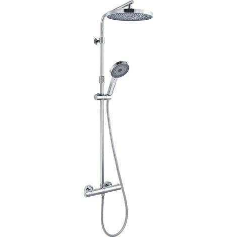 kielle Oudee - Conjunto de ducha con termostato, 26 cm, 3 chorros, cromo 20602010