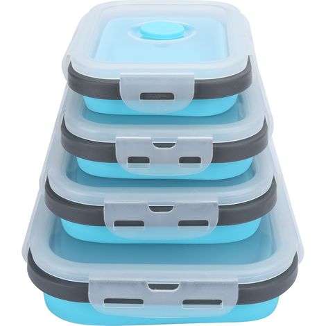 Set mit 4 faltbaren Silikon-Lunchboxen, Aufbewahrungsbehältern für Lebensmittel, Bento-Boxen für unterwegs (1/5)