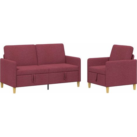 Set di Divani con Storage 2 pz Rosso Vino Poliestere vidaXL (1/5)