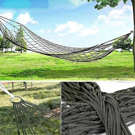 Hamac de camping portable avec filet, léger et résistant, idéal pour le jardin, la plage, la cour et les voyages, 270 x 80 cm (1/4)