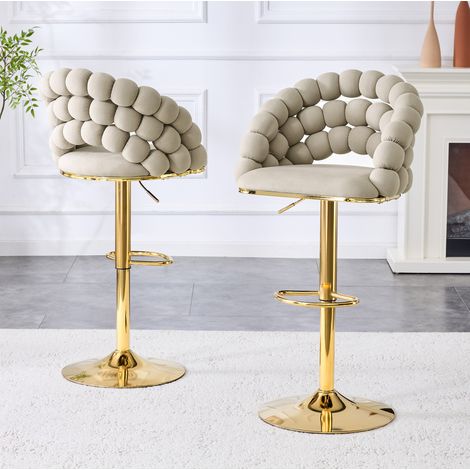 sedia seduta 65 112 cm regolabile velluto grigio dorata OKMYHOME (1/5)