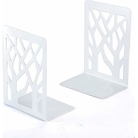 Serre-livres, serre-livres, serre-livres d'étagère, serre-livres lourds, supports d'étagère, décoration intérieure, serre-livres en métal blanc (1 paire), serre-livres (1/5)
