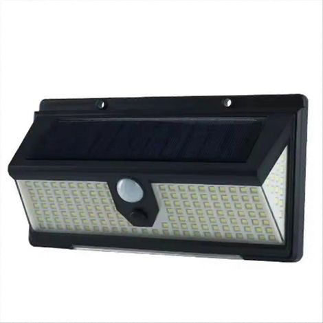 Lampe de signalisation solaire murale à détecteur de présence, étanche, pour jardin ou extérieur (190 LED). (1/5)