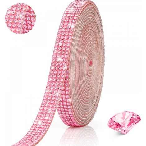 Strass Autocollant et à Coller - Ruban Paillette, Bande Décorative, Thermocollant - Rose (1/5)
