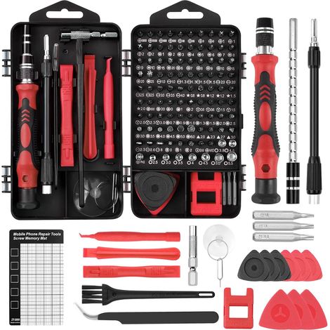 1 Kit Tournevis,124 Embouts,Acier Cr-V,Réparation Smartphones,Tablettes,Électronique (1/5)