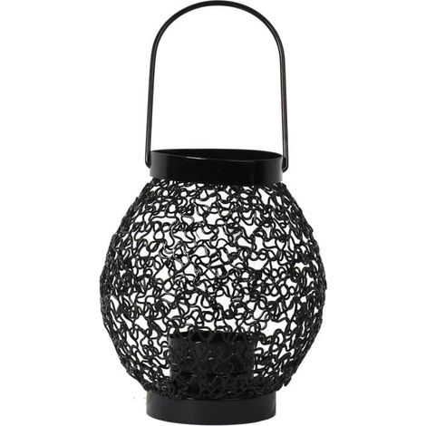 Lanterna tealight in metallo nero per decorazioni da giardino e patio. (1/2)