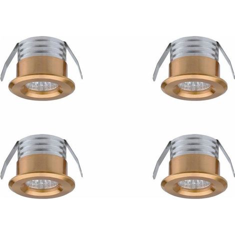 Lot de 4 mini spots LED encastrables 3W – Lumière chaude 3000K – 300 lumens – Aluminium et verre – Pour éclairage intérieur (1/3)