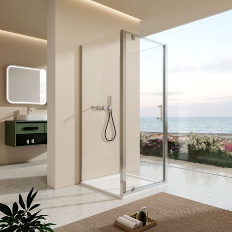 800 x 700mm 3-Sided Pivot Door Shower Enclosure Rectangular with Side Panels 5mm Safety Tempered Glass Screen (1/5)