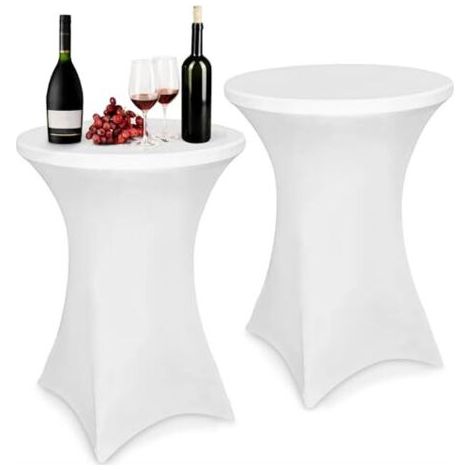 Pair 2 pièces Stretch Nappe Housse 80 x 110 cm Housse Mange Debout Extensible Housse pour Table Haute pour Tables de Bar Fêtes d'anniversaire Banquets de Mariage Décoration de la Maison, B (1/5)