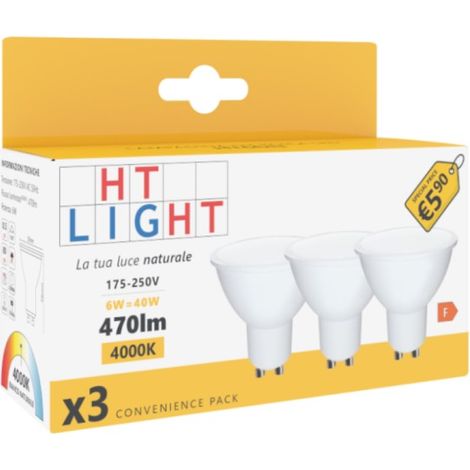 Alca power gu10 6w 175-250v 470lm 4000k lampadina dicroica led box da 3pz (1/3)