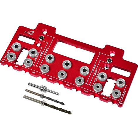 Gabarit de perçage pour poignées de porte en alliage d'aluminium, guide de perçage pour goupilles d'étagère (rouge) (1/3)