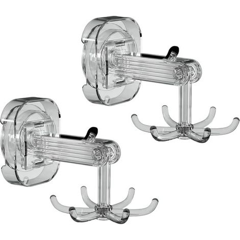 Crochet à ventouse - 2 Pièces - Crochet sans percer - Plastique - Porte-serviettes - Crochets de cuisine - Adaptés aux fenêtres, verre, salles de bain et cuisines - Gris transparent (1/5)