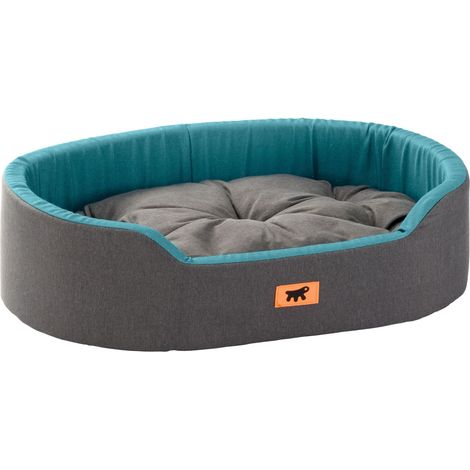 Panier Chien, Coussin Amovible et Lavable, Housse en Coton avec Rembourrage Doux, Idéale Également comme Niche pour Chat, 45 x 35 x H 13 cm, Bleu Sarcelle