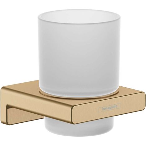 Hansgrohe AddStoris - Vaso para cepillos de dientes con soporte, cristal mate/bronce cepillado 41749140 (1/3)