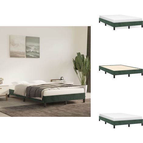 Cadre de lit sans matelas vert foncé 120x190 cm velours - Cadre De Lit - Lit Double - Lit Velours - Lit Vert - Meuble Chambre (1/5)