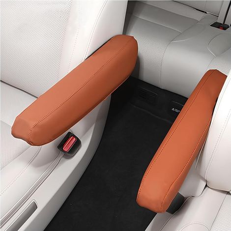 2 Pièces Housse D'accoudoir De Voiture, Couverture Cuir Microfibre D'accoudoir De Siège Avant Voiture, Couverture Pour Console Centrale D'accoudoir Voiture, Accessoires Automobiles(Orange) (1/5)