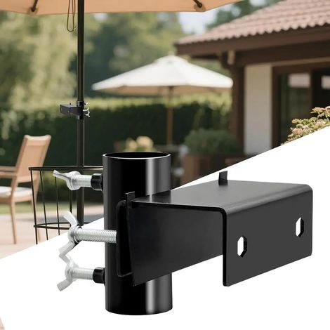 Deux supports universels pour parasol de balcon, fixations à pince, diamètre 3,6 cm, installation flexible, pour jardin, patio, terrasse, plage de piscine, balustrade (1/5)