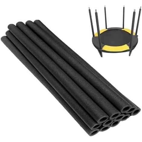 Set mit 12 Sicherheitsabdeckungen für Trampoline, 88 cm, schwarz, dick, stoßdämpfende Schaumstoffschläuche, universell passende Stangen, für Kindertrampoline im Freien, Zubehör - (1/5)