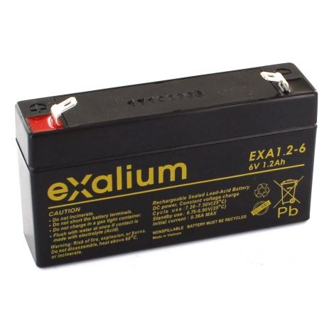 Batterie Plomb 6V 1.2Ah EXALIUM (97X25X57) (EXA1.2-6)