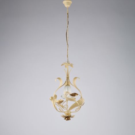 Lampadario in ferro laccato avorio decape 1 luce H.52 - MAX 112 - Ø33