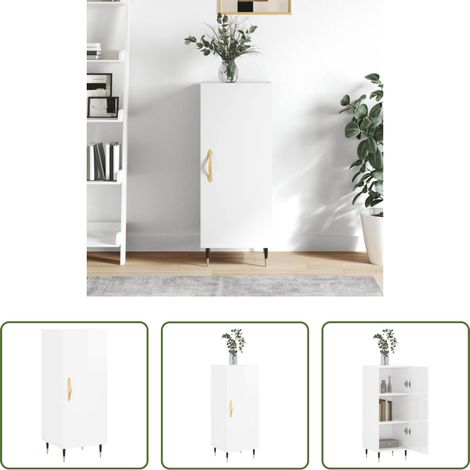 vidaXL Hochglanz-Weiß - Sideboard Hochglanz-Weiß 34,5x34x90 cm Holzwerkstoff (1/5)