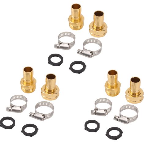 Kit de réparation pour tuyau d'arrosage (3 pièces) avec raccords et colliers de serrage pour tuyau d'arrosage de 3/4 et 5/8 pouces. (1/5)