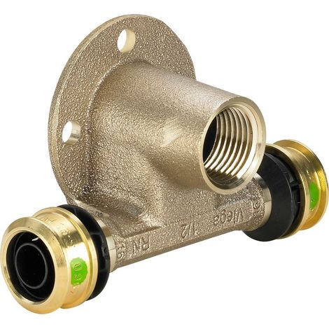 Viega Te para soporte de pared Raxofix, d 20mm, Rp 1/2 bronce de silicio Modelo 5324.3, 647810