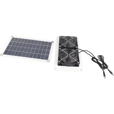 Kit de double ventilateur solaire 10 W 18 V étanche et portable pour poulaillers, serres et abris pour animaux. (1/5)