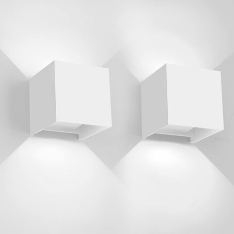 Applique murale LED d'intérieur 4000K blanc chaud, angle de faisceau réglable pour la maison, le couloir, le salon, la chambre - Lot de 2 blancs (1/5)