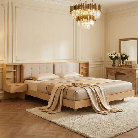 letto contenitore 180x200 con testiera USB sospeso HAVRYA (1/5)
