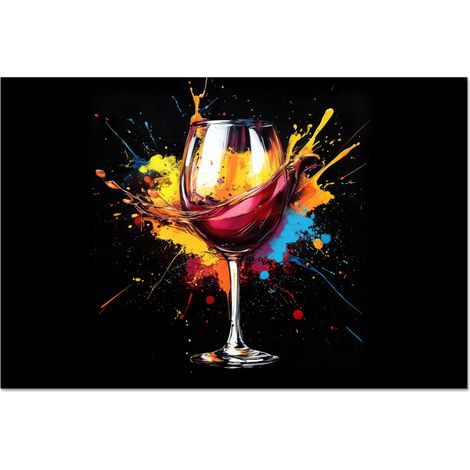 CRÉDENCE DE CUISINE Vin - Verre - Graffiti - Boisson - Rouge - Peinture 90x60 (1/5)