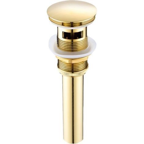Pop-up-Spülbeckenablauf ohne Überlauf, Messing-Spülbeckenablauf, Pop-up-Ablaufstopfen, Gold (1/5)