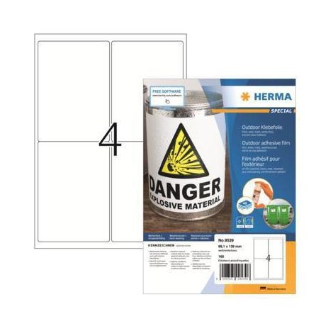 Herma 9539 Etiquette plastique 99.1 x 139 mm film, mat blanc 160 pc(s) fixation extra-forte imprimante laser, imprimant (1/4)