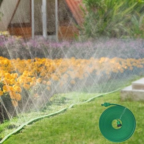 Tuyau d'arrosage renforcé 7,5m – Tuyau plat anti-enchevêtrement avec trous – Arrosage efficace pour pelouses et jardins (1/4)