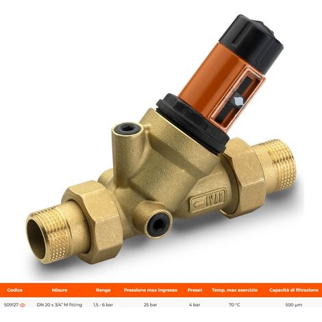 PRV Riduttore di pressione regolabile con filtro autopulente DN 20 x 3/4" M fitting 509127