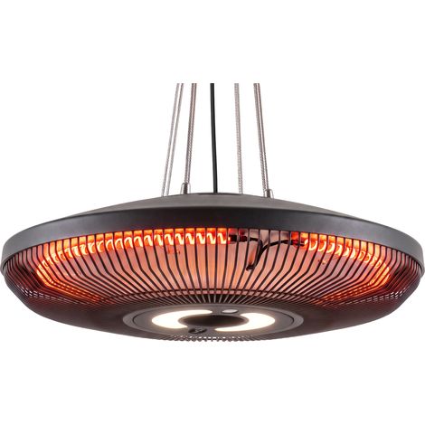 Outsunny calefactor por infrarrojos terraza colgante 2000 w con luz led, con ip65, control por táctil/mando, 2 niveles calor, temporizador 24 h (1/5)