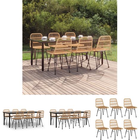 Gartenstuhl - vidaXL 7-tlg. Garten-Essgruppe Poly Rattan - Gartenesszimmer (1/5)