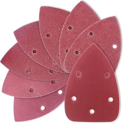 5 trous 14CM 8pcs(60/80/120/180/240/320/400) triangle rouge papier de verre ponceuse feuille de dessin auto-adhésive (1/5)