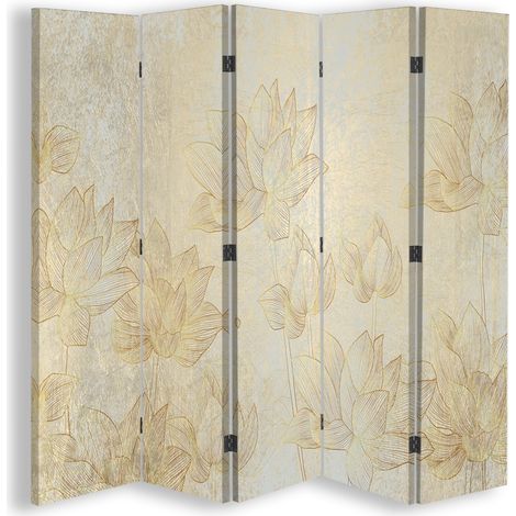 Paravento bilaterale, Fiori d'oro - 180x170 (1/5)