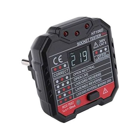 Comprobador de fallas de Red eléctrica con comprobador de enchufes multifunción con Indicador LED Comprobador de fallas de Red eléctrica(EU Plug) (1/5)