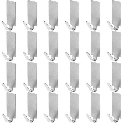 HONORNIC - 24pc Crochet adhésif Crochet en Inox (1/5)