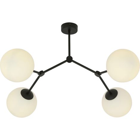 Plafonnier Emibig SPACE 4 noir/opal verre 80cm 4xE14 (1/5)