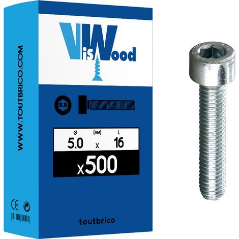 Vis à tête cylindrique en acier zingué DIN 912 - VISWOOD - 5 - 16