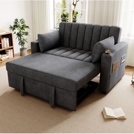 Sofá cama reclinable 2 plazas con bolsillos OKMYHOME (1/5)