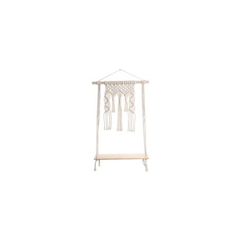 Étagère murale suspendue en macramé avec tablette en bois – Décoration intérieure bohème (1/5)