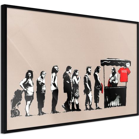 Affiche Murale Encadrée "Banksy Festival" 45 x 30 cm Noir