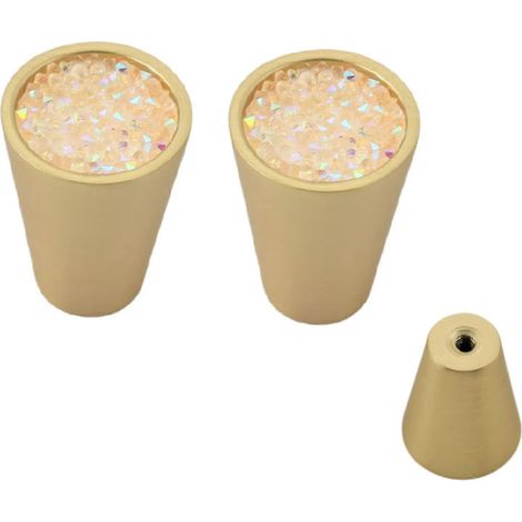 Boutons de meuble en laiton massif (lot de 2), finition brillante et résistante, poignées décoratives pour tiroir de cuisine, 64 x 15 mm (1/5)
