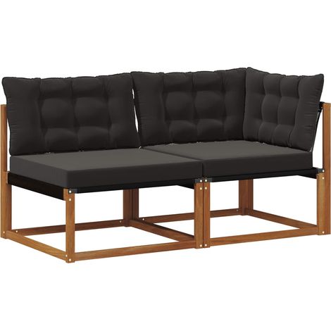 Outdoor Middle and Corner Sofa with Cushion 7 Piece Natural vidaXL