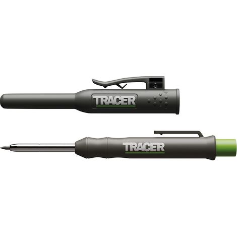 Tracer Matita da costruzione con foro profondo con fondina (120 mm, matita estensibile 2B con temperamatite integrato) (1/4)