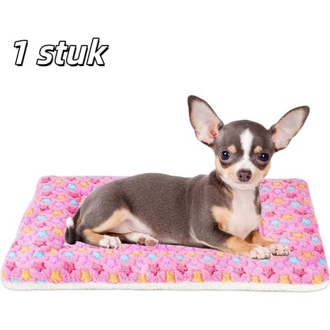 Coussin pour chien et chat extra épais lavable 57 x 38 cm motif étoiles couleur rose (1/5)